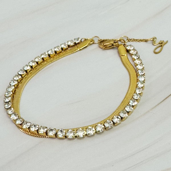 Herringbone + Tennis Style Bracelet