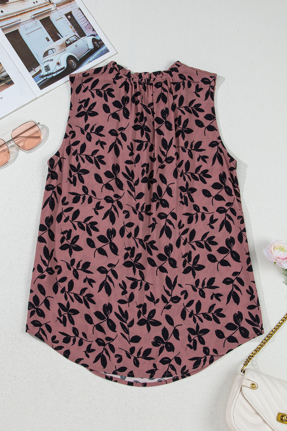 Vineyard Front Tie Sleeveless Blouse