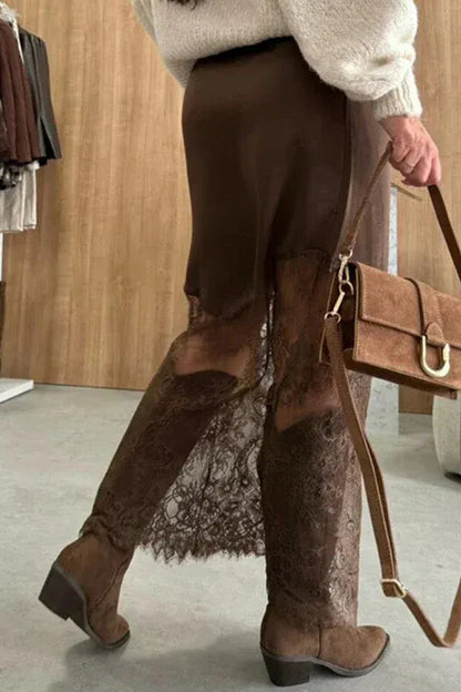 Alyssa Dark Brown Lace Skirt
