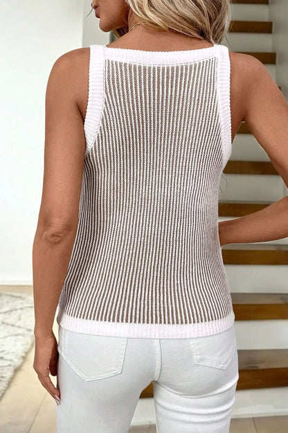 Alana Constrast Trim Ribbed Knit Tank