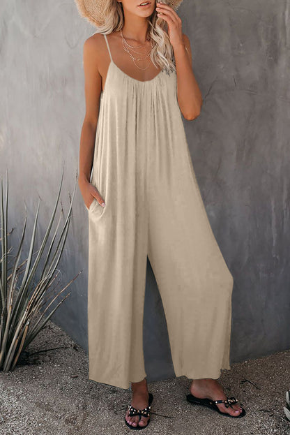 Jamie Natural Wide Leg Pocketed Jumpsuit
