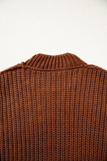 Coffee Chunky Cable Knit Sweater
