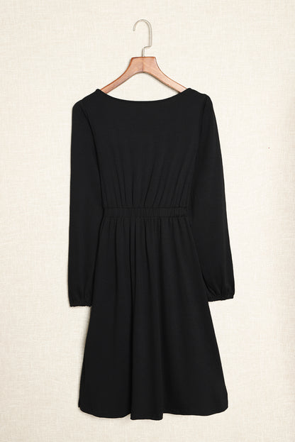 Belle Button Down Cinched Waist Long Sleeve Dress