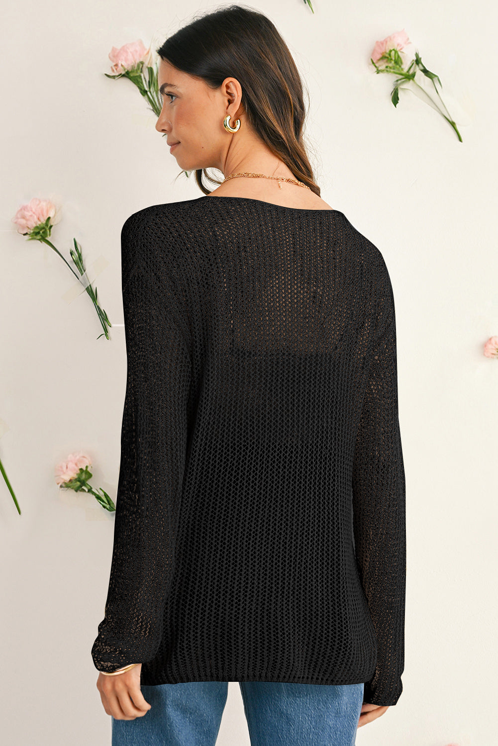 Lynne Crochet Drop Shoulder Sweater