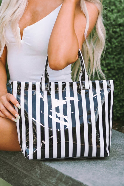 Glossy Summer Beach Vinyl Large Tote Bag