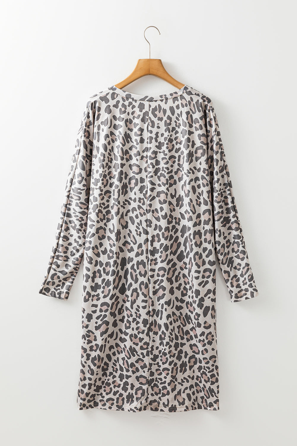 Leopard Print V Neck Loose Fit Mini Dress