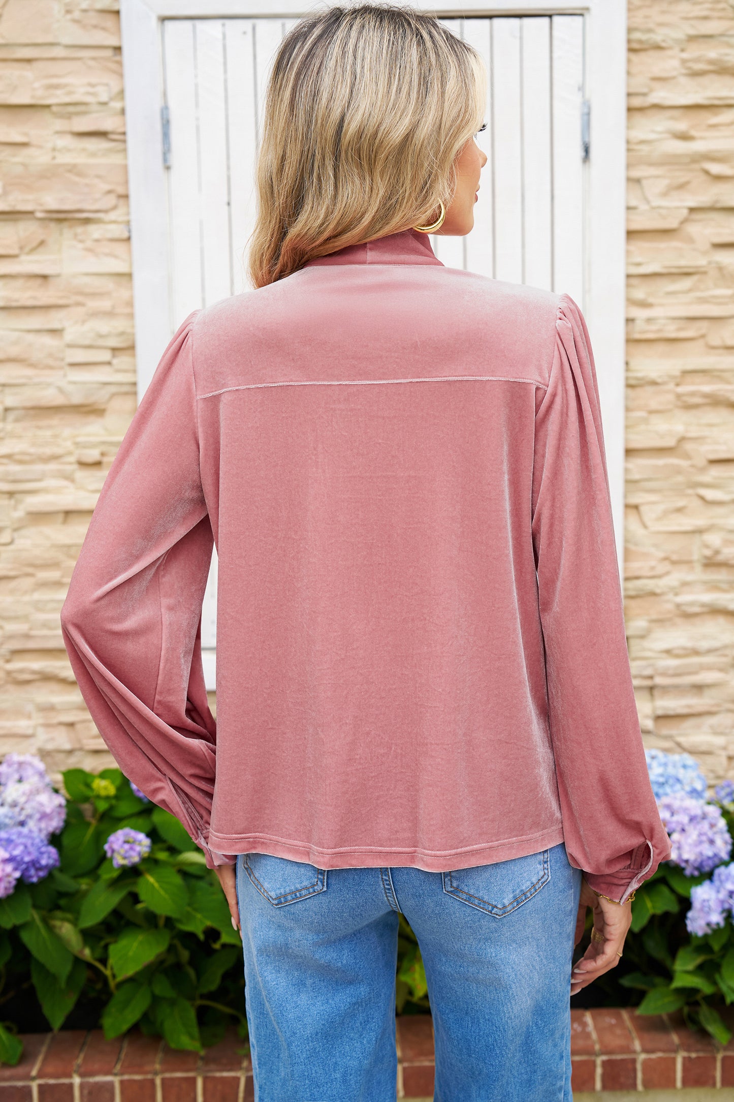 Sophie Velvet Ribbon Collar Blouse