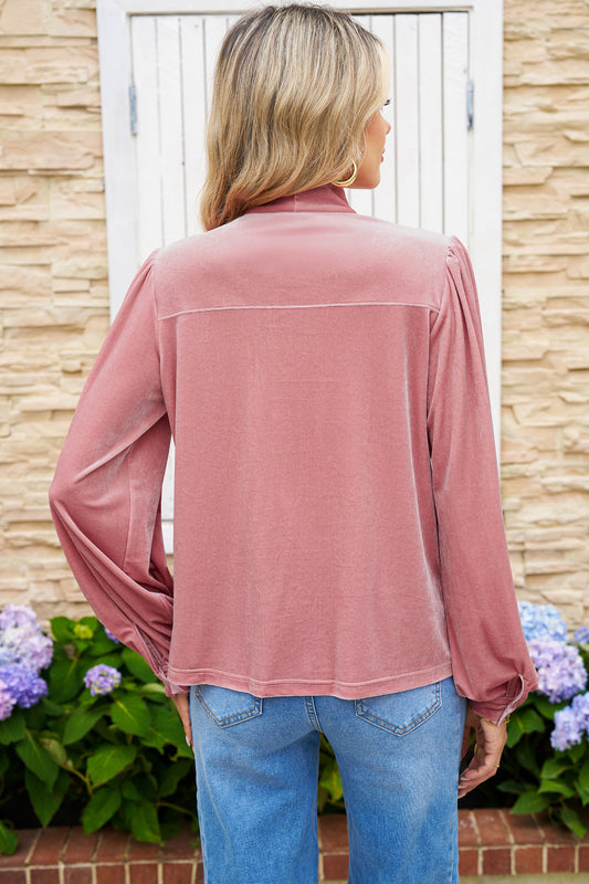 Sophie Velvet Ribbon Collar Blouse