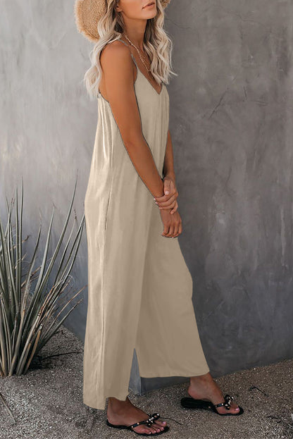 Jamie Natural Wide Leg Pocketed Jumpsuit