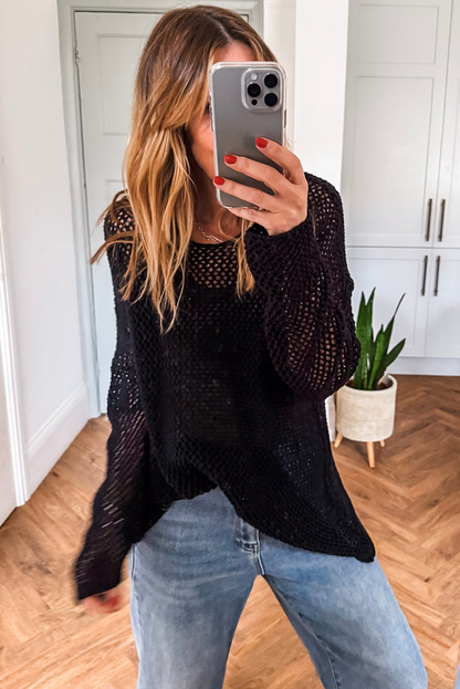 Lynne Crochet Drop Shoulder Sweater