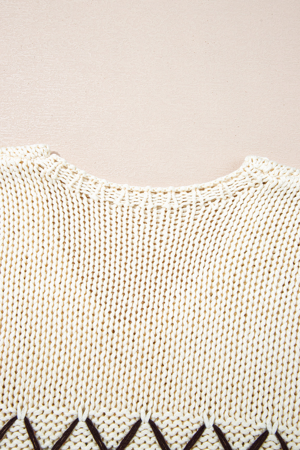 Geo Stitching Oatmeal Loose Knit Sweater