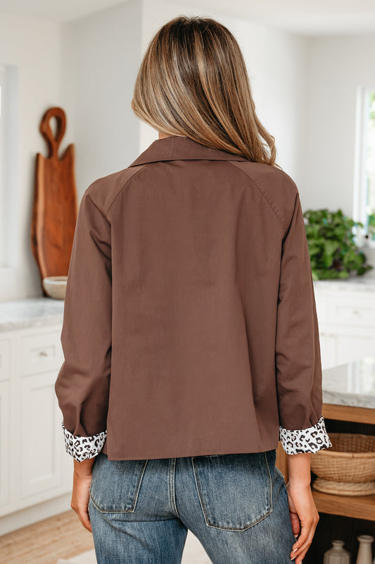 Janice Chocolate Leopard Lined Jacket