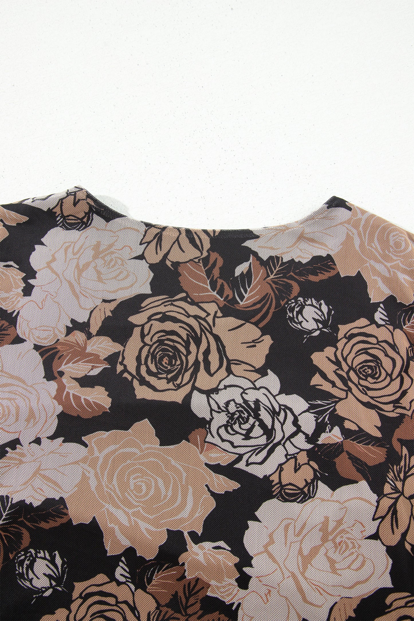 Emma Floral Long Sleeve Ruffle Slit Mesh Dress