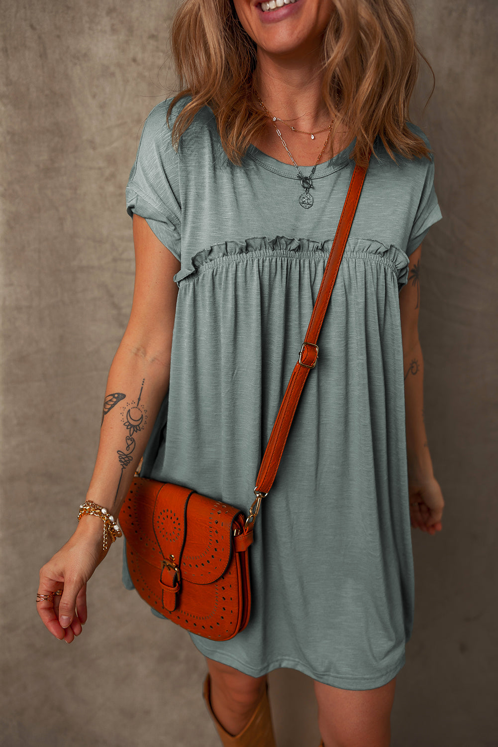 Sage Cap Sleeve Shirt Dress