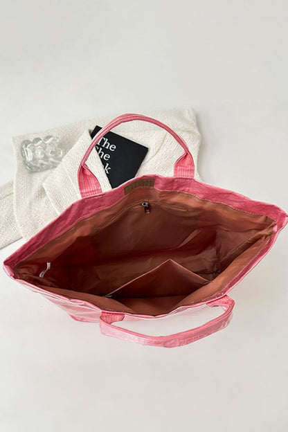 Glossy Summer Beach Vinyl Large Tote Bag