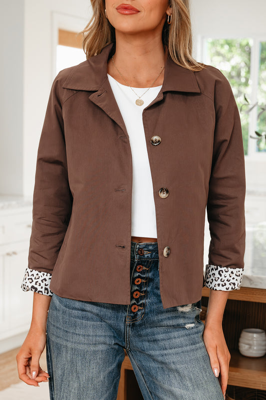 Janice Chocolate Leopard Lined Jacket