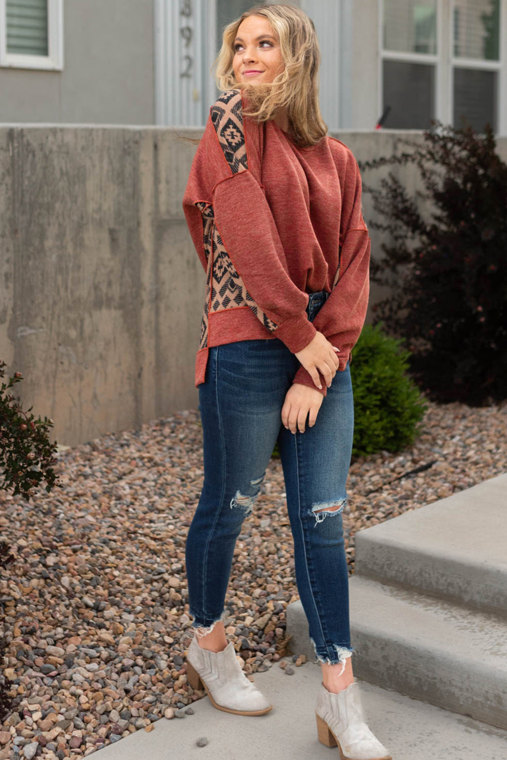 Curvy Aztec Patchwork Sweater