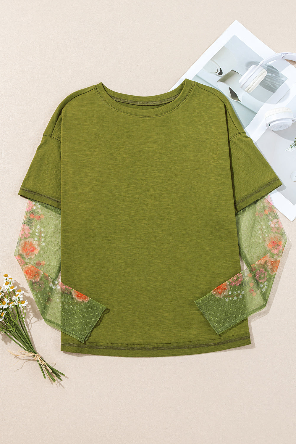 Veronica Mesh Sleeve Faux 2-piece Top