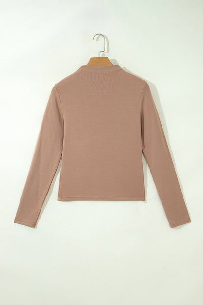 Elena Mock Neck Long Sleeve Fitted Top