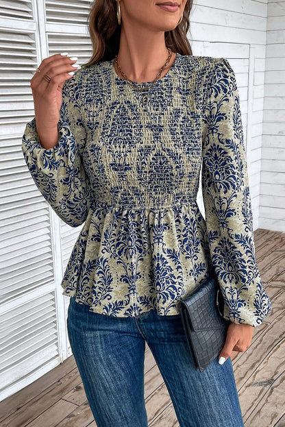 Cheyenne Smocked Peplum Blouse