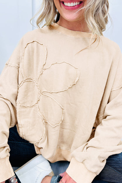 Curvy Flora Oversized Flower Detail Pullover