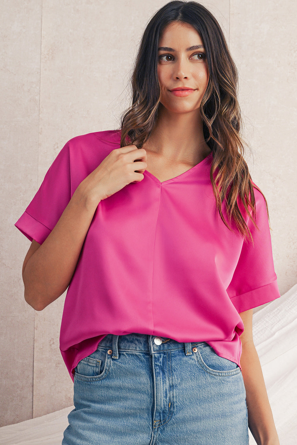 Regina V Neck Dolman Sleeve Blouse