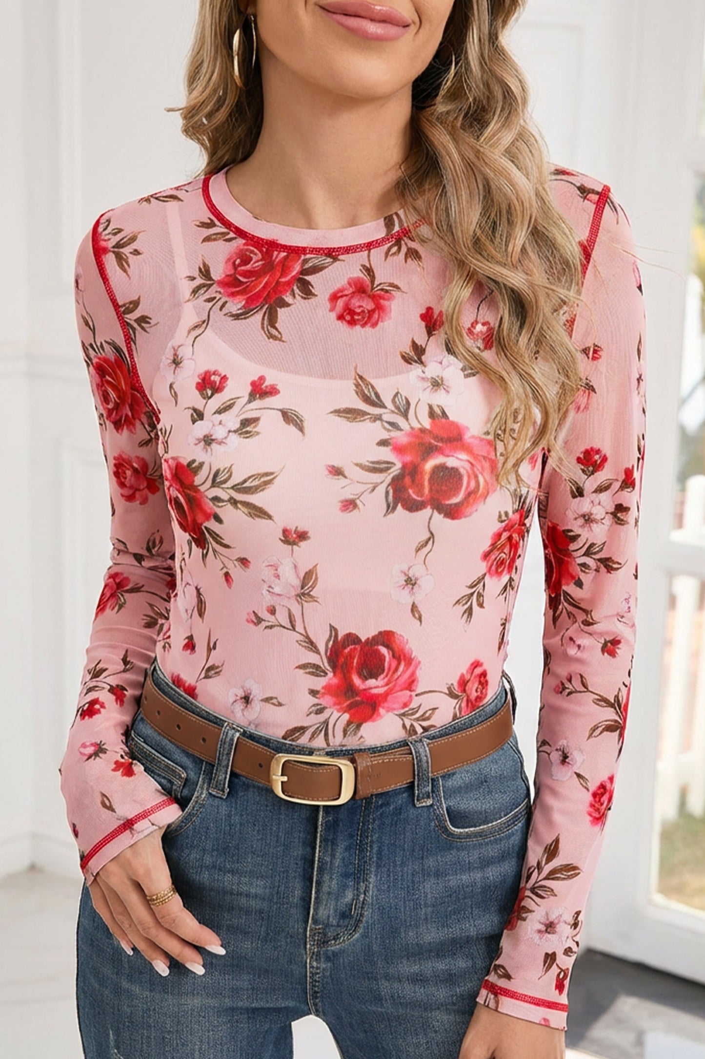 Donna Bouquet Mesh Long Sleeve