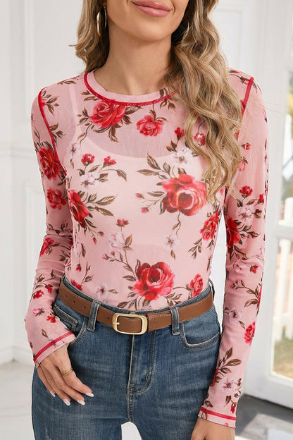 Donna Bouquet Mesh Long Sleeve