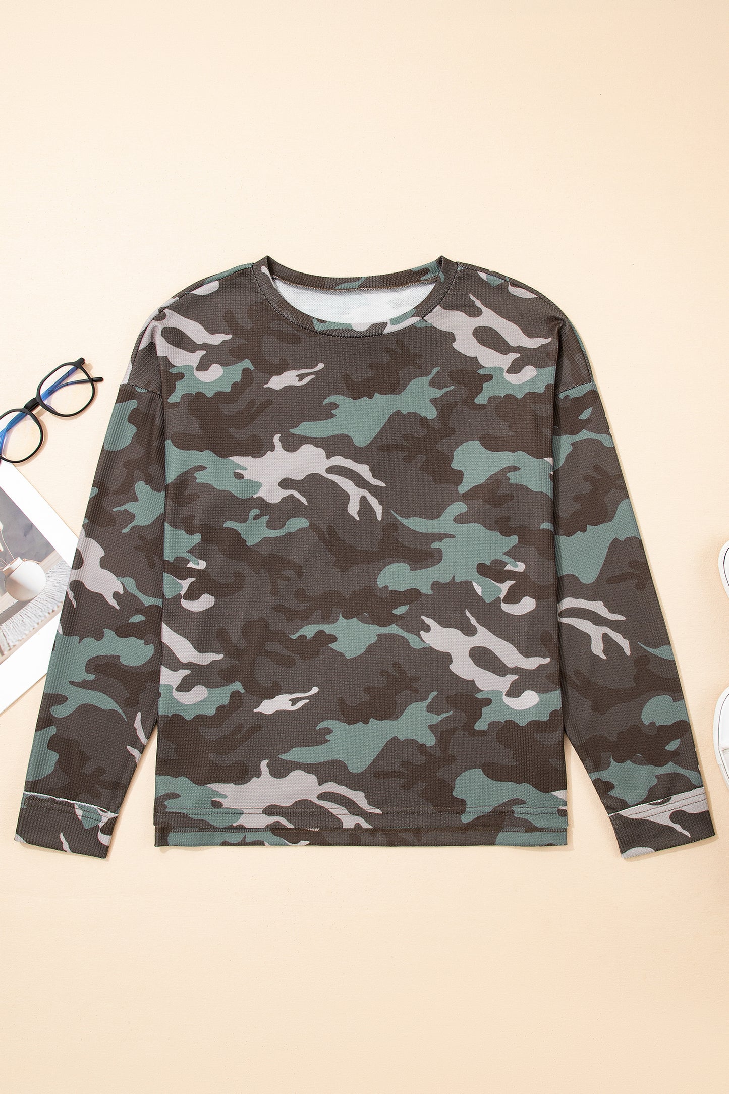 Brooke Camouflage Crew Neck Top