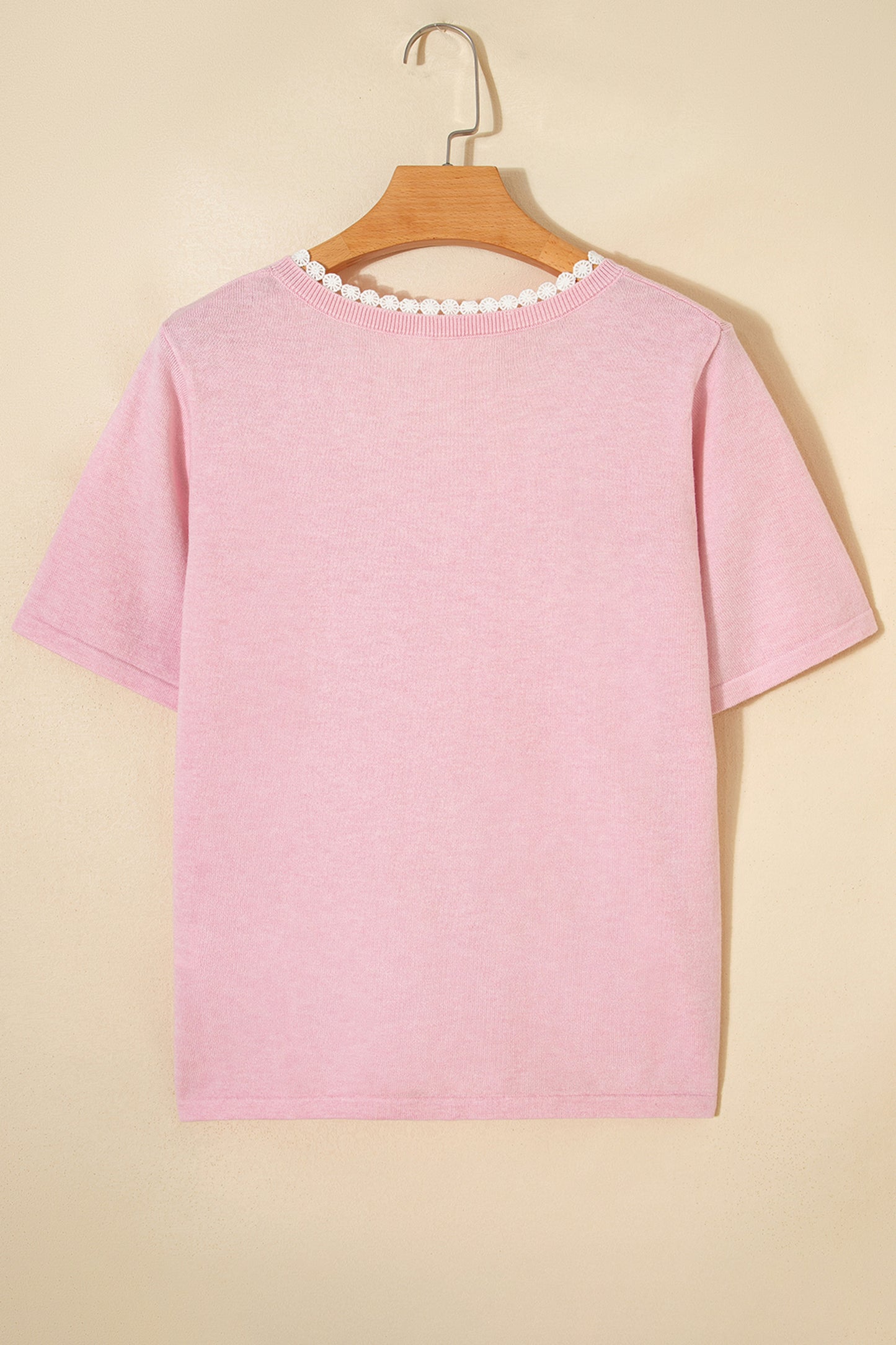 Carnation Pink Lace Detail Knit Top