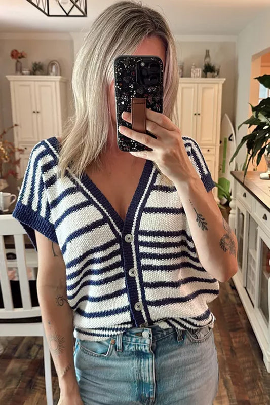 Nautical Navy + White Oversized Sweater Vest