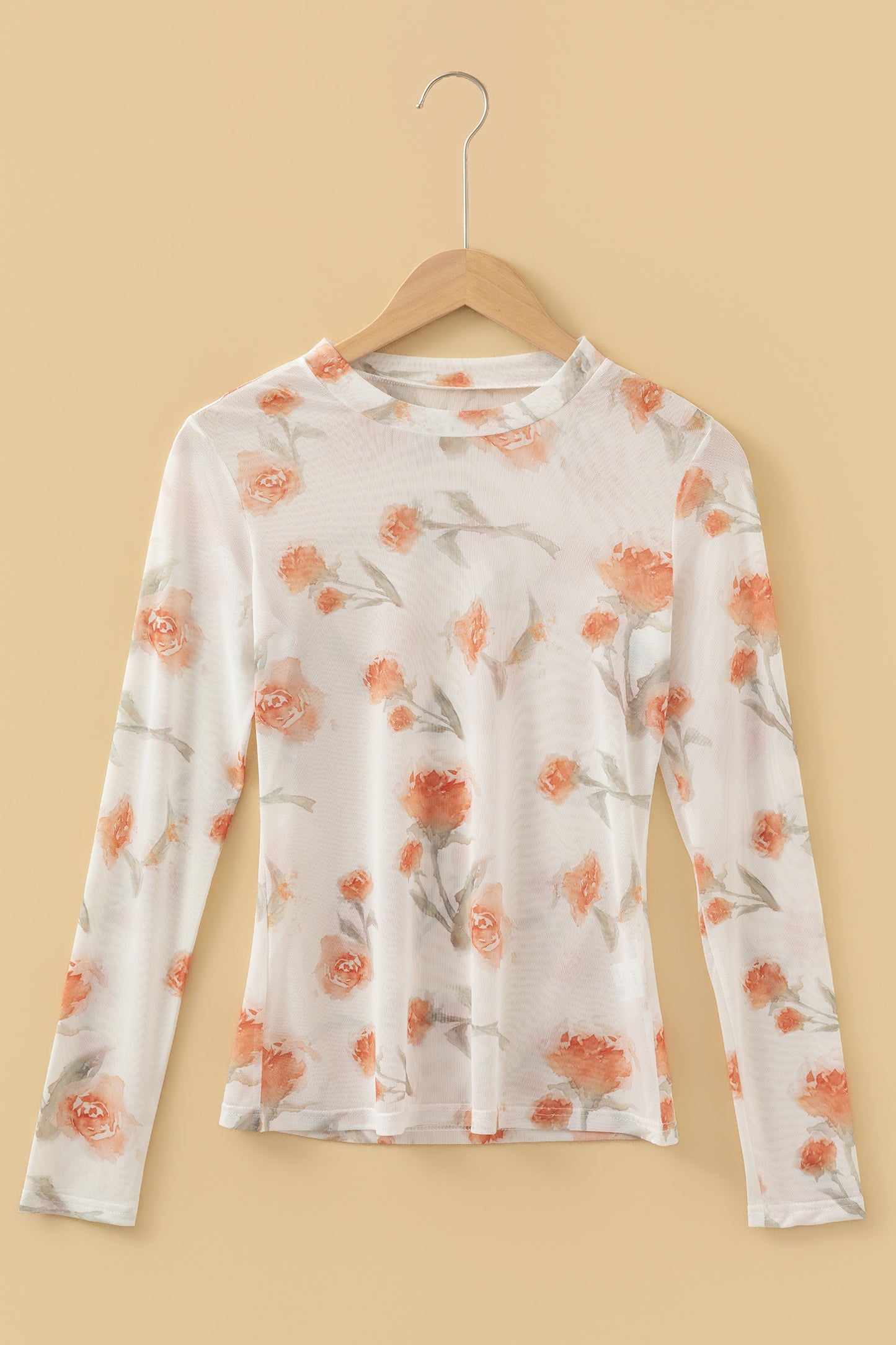 Spring Blossom Mesh Long Sleeve Top