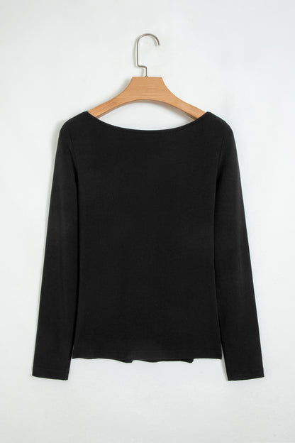 Luna Lace Trim Long Sleeve Slim Top