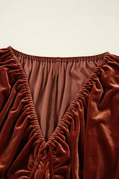 Miranda Velvet V Neck Long Sleeve Dress