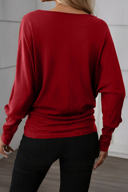 Crimson Extended Cuffs Long Sleeve Top