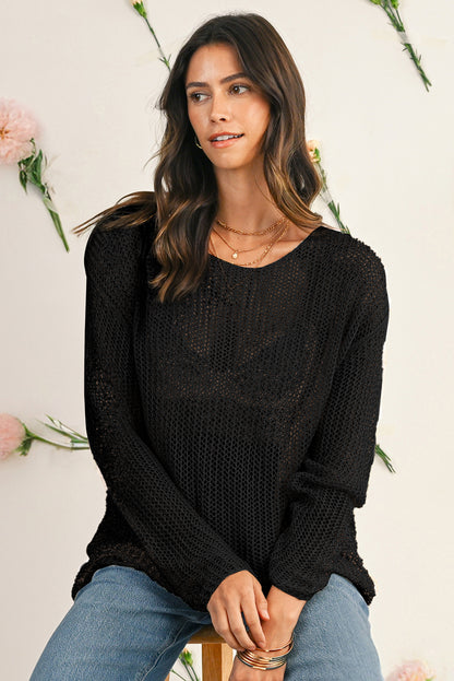 Lynne Crochet Drop Shoulder Sweater