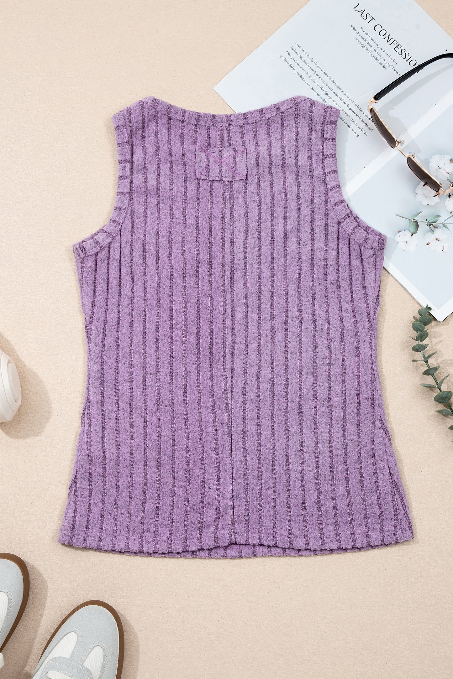 Sandy Mineral Wash Ribbed Tank Top