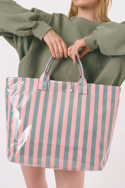 Glossy Summer Beach Vinyl Large Tote Bag