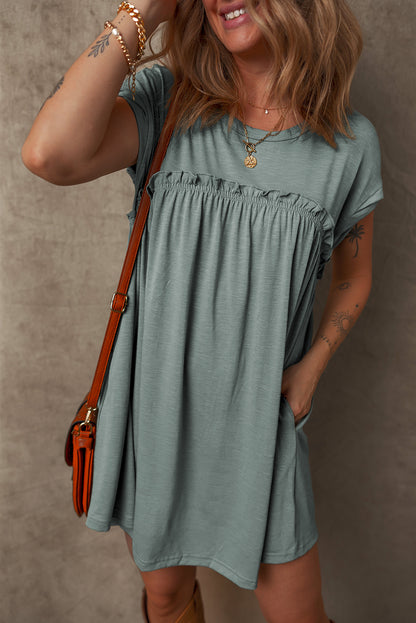 Sage Cap Sleeve Shirt Dress