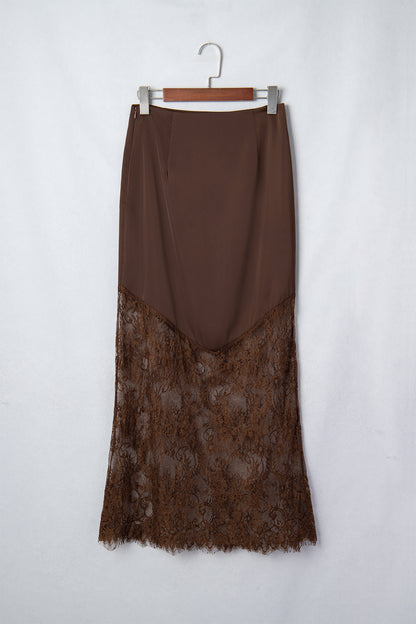 Alyssa Dark Brown Lace Skirt