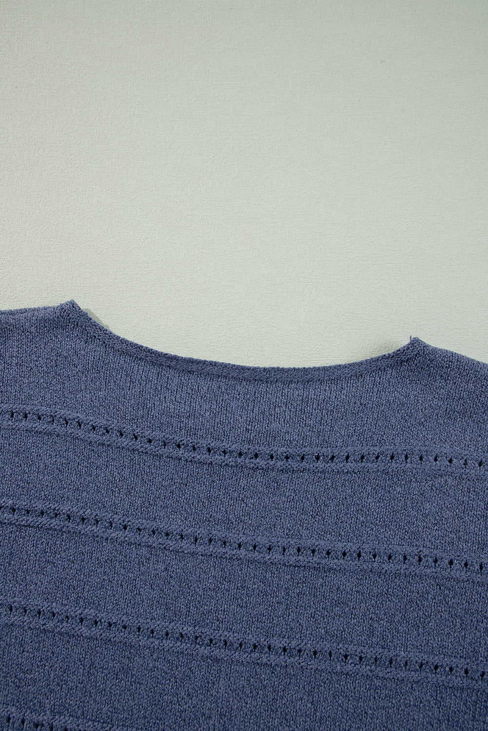 Gia Navy Boat Neck Pointelle Knit Sweater