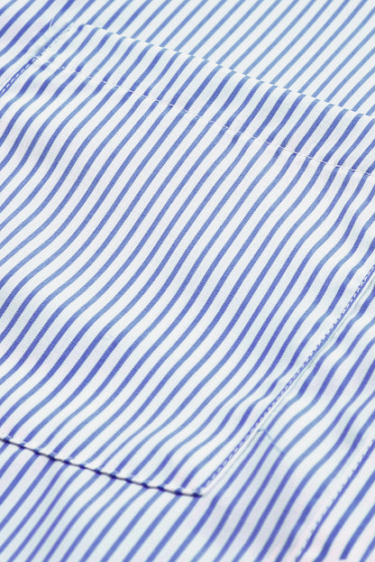 Sagamore Buttoned Striped Shirred Cuff Blouse