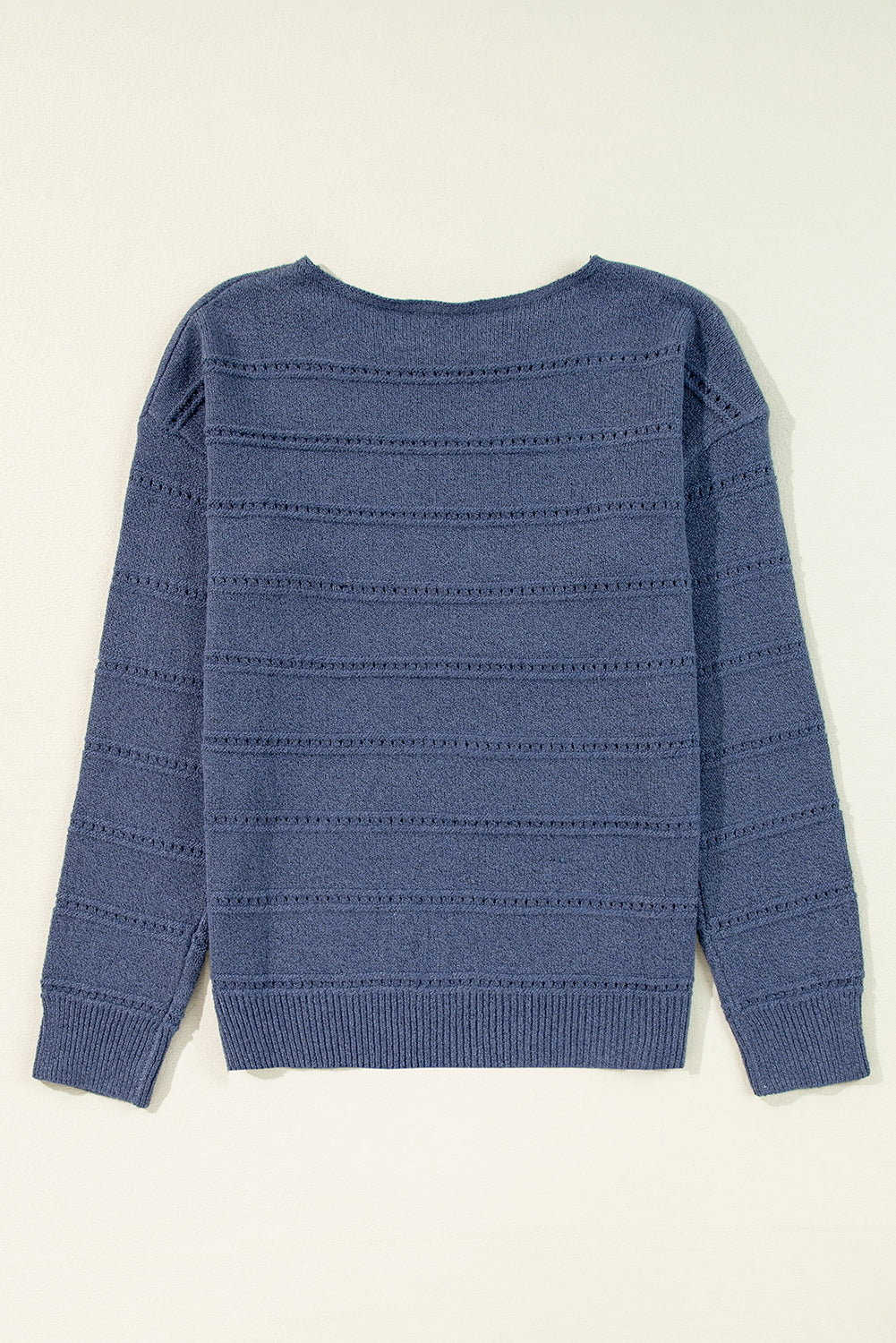 Gia Navy Boat Neck Pointelle Knit Sweater
