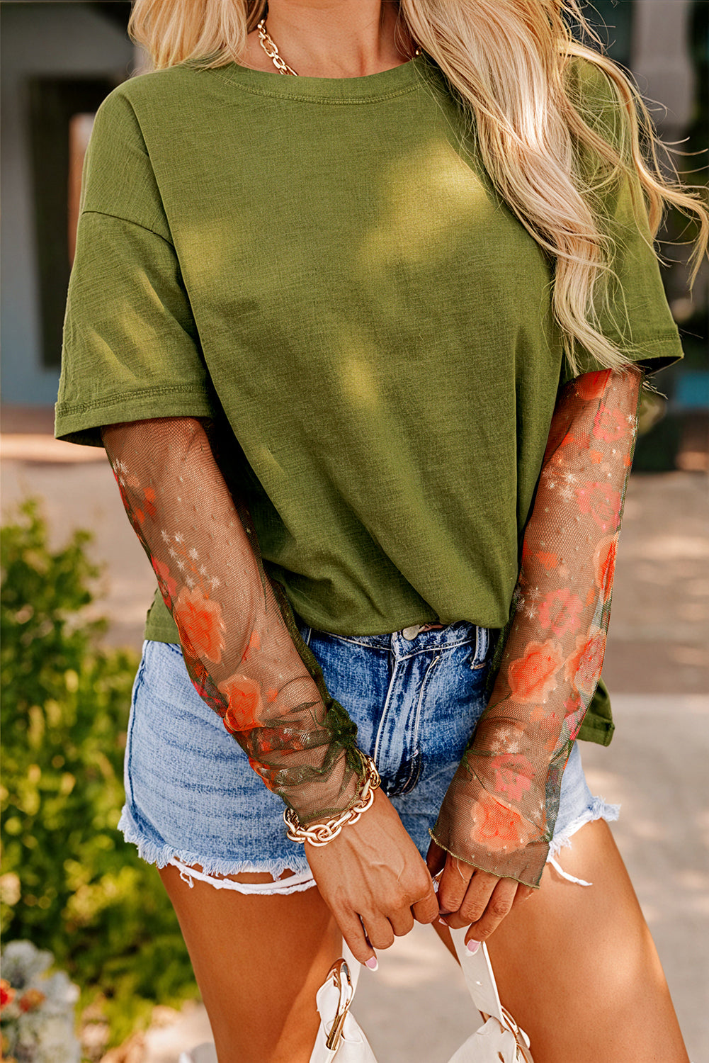 Veronica Mesh Sleeve Faux 2-piece Top