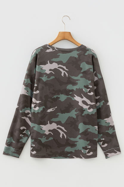 Brooke Camouflage Crew Neck Top