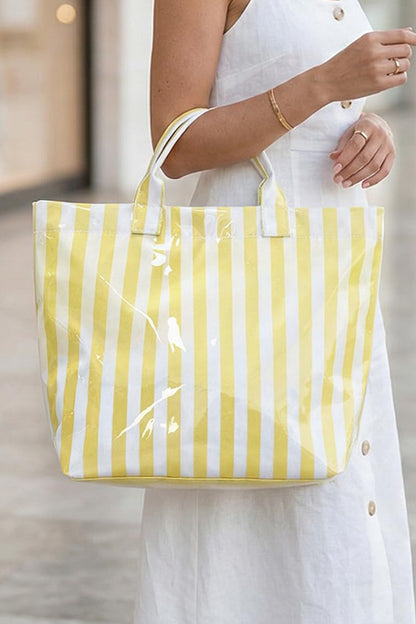 Glossy Summer Beach Vinyl Large Tote Bag