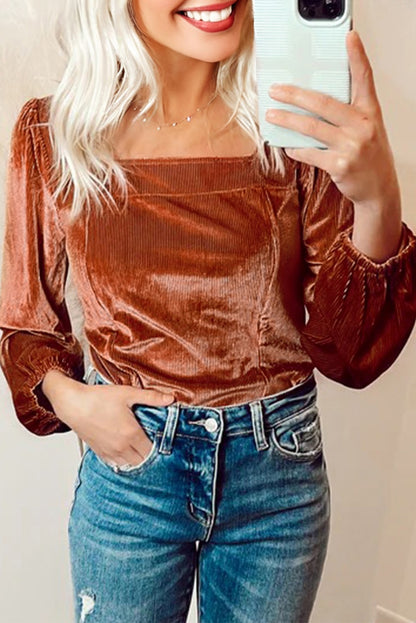 Terracotta Velvet Corduroy Top