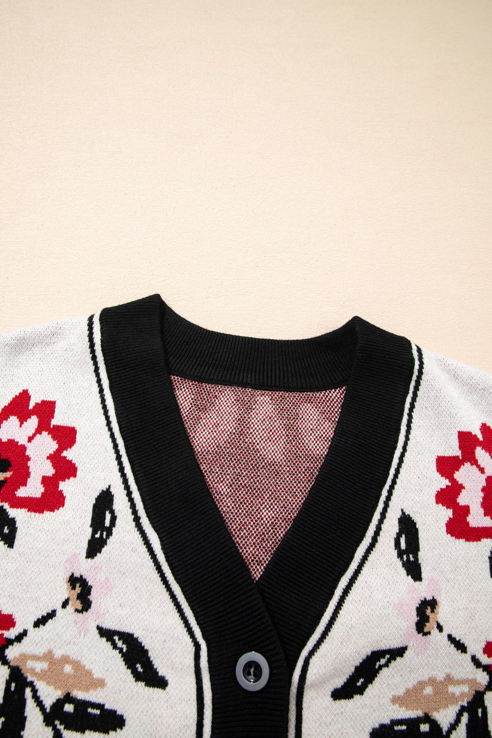 Vera Floral Print Contrast Trim Cardigan
