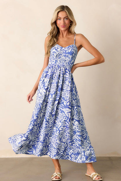 Oceania Spaghetti Strap High Waisted Maxi Dress
