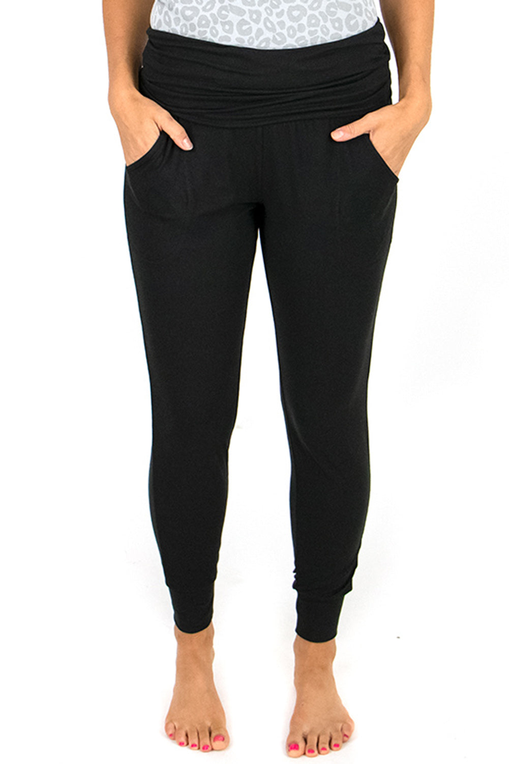 Pleated Waistband Jogger Leggings